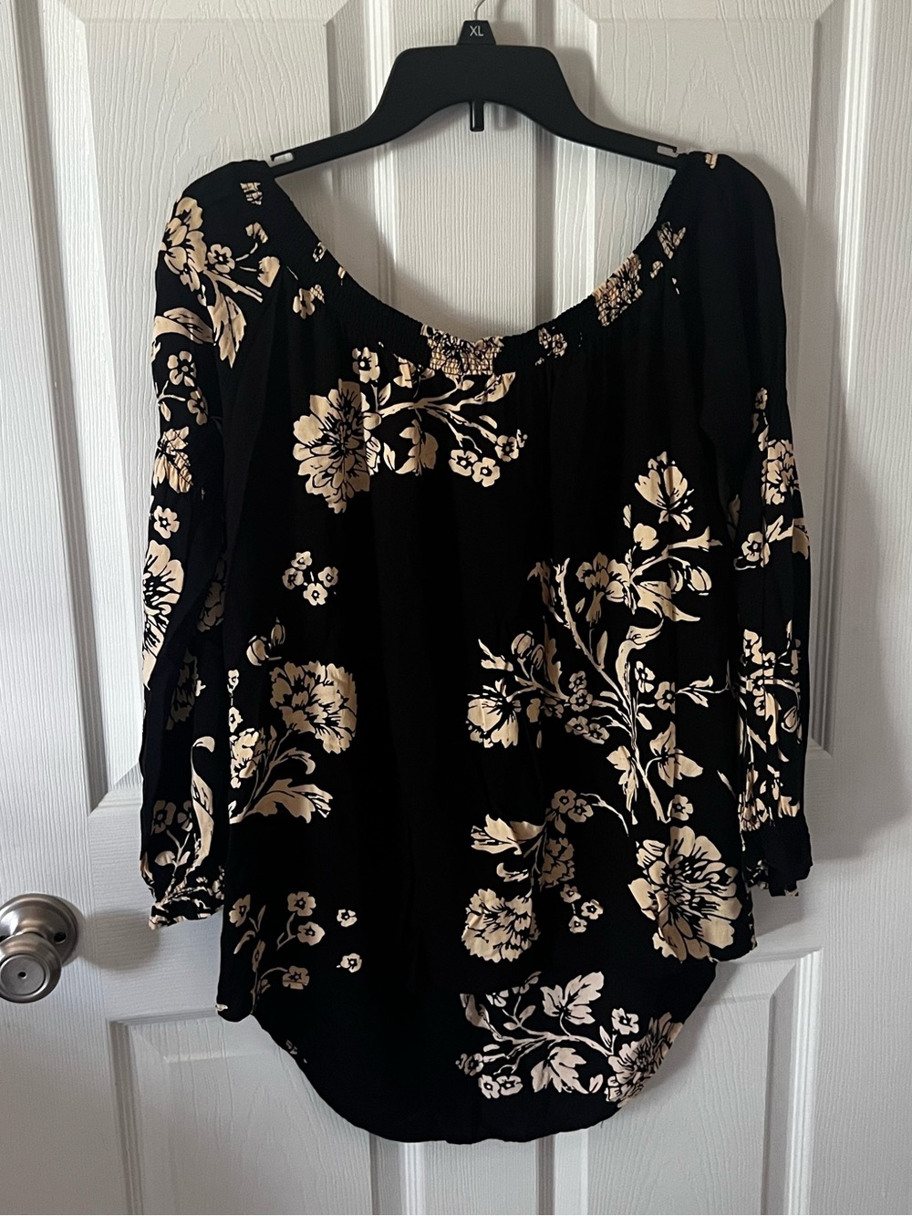 Knot Sisters Black Floral Off-Shoulder Women's Top